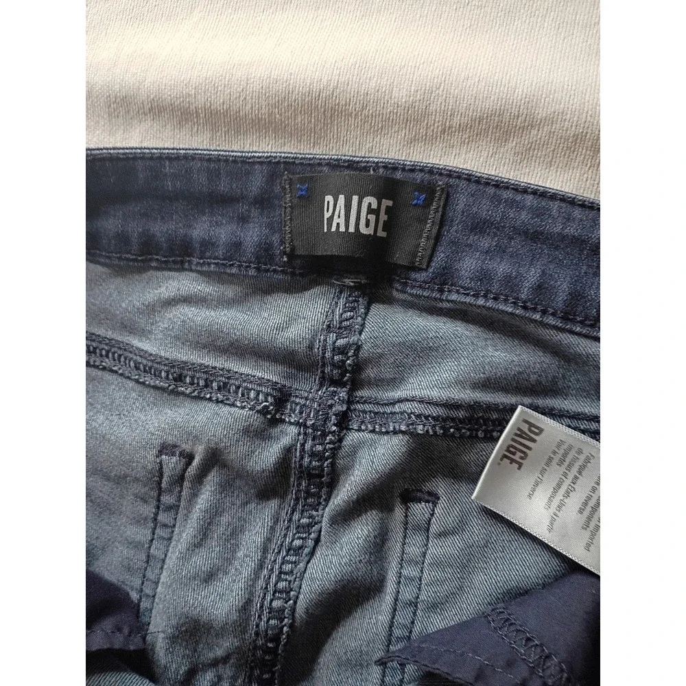 PAIGE Verdugo Crop Dark Wash Raw Frayed Hem Skinny Jeans Size 28